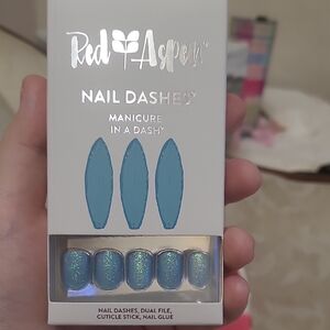 Red Aspen nail dashes Blue Glitter Nail Dashes Short Square Shayla
